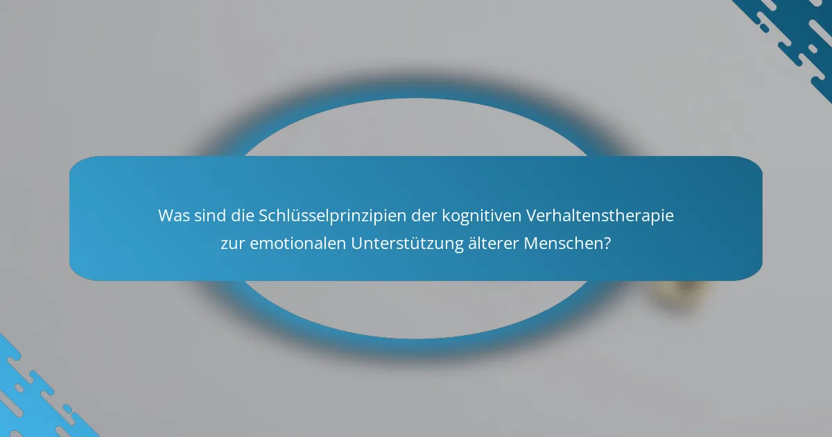 Was sind die Schlüsselprinzipien der kognitiven Verhaltenstherapie zur emotionalen Unterstützung älterer Menschen?