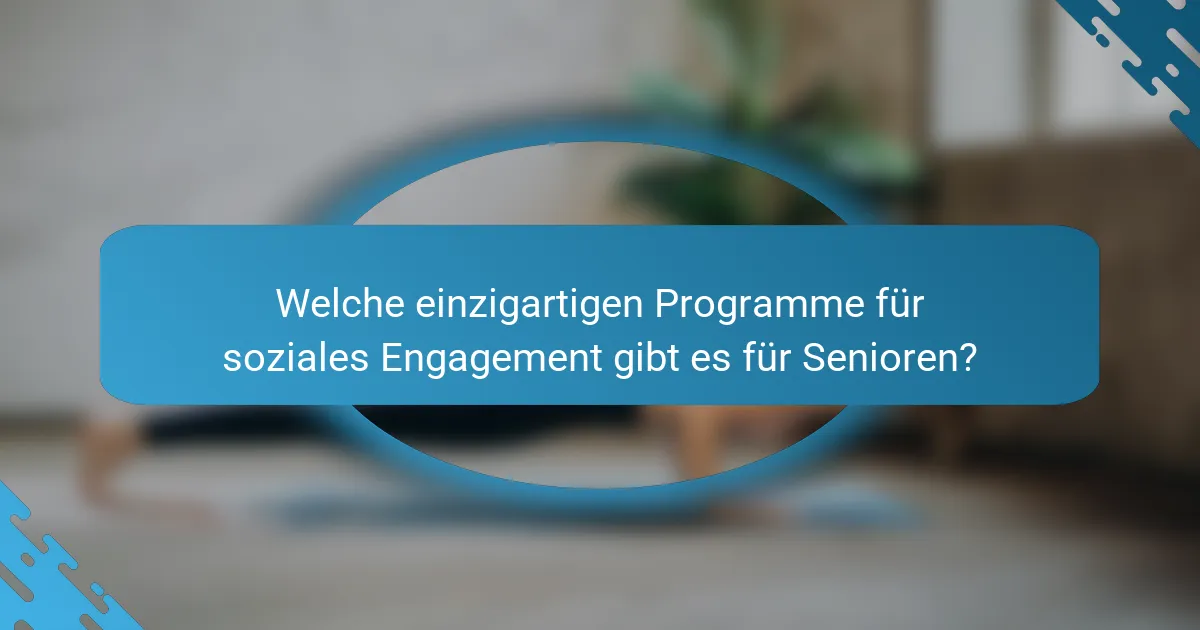 Welche einzigartigen Programme für soziales Engagement gibt es für Senioren?