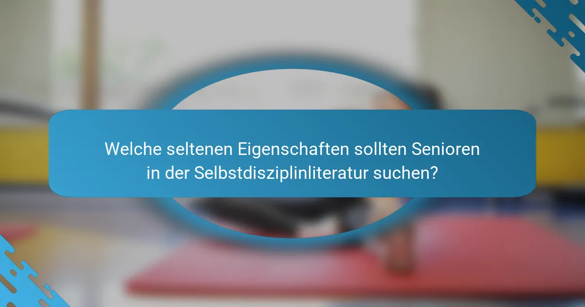 Welche seltenen Eigenschaften sollten Senioren in der Selbstdisziplinliteratur suchen?