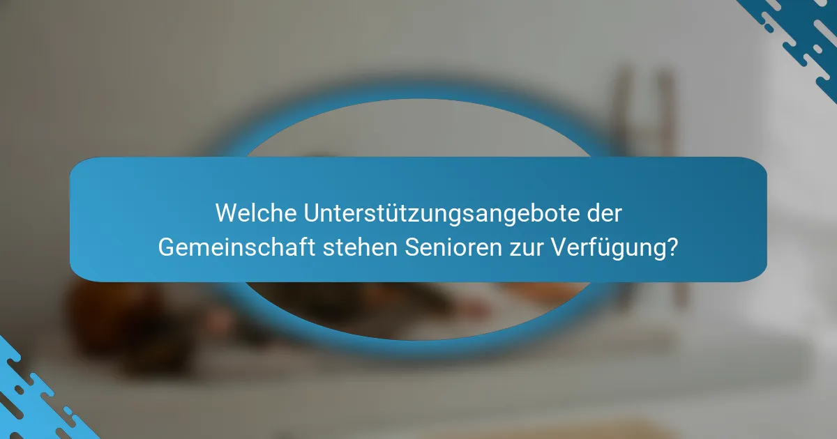 Welche Unterstützungsangebote der Gemeinschaft stehen Senioren zur Verfügung?